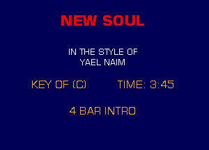 IN THE SWLE OF
YAEL NAIM

KEY OF ECJ TIME 3145

4 BAR INTRO