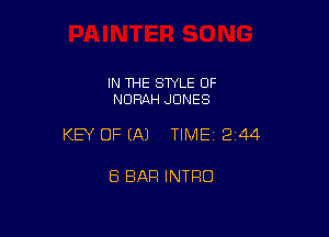IN THE STYLE OF
NDRAH JONES

KEY OF EA) TIME 2144

8 BAR INTRO