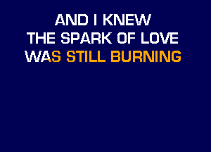 AND I KNEW
THE SPARK OF LOVE
WAS STILL BURNING