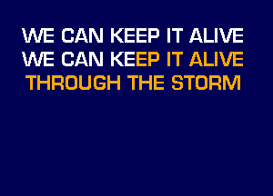 WE CAN KEEP IT ALIVE
WE CAN KEEP IT ALIVE
THROUGH THE STORM