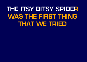 THE ITSY BITSY SPIDER
WAS THE FIRST THING
THAT WE TRIED