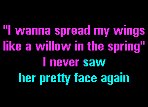 I wanna spread my wings
like a willow in the spring
I never saw
her pretty face again