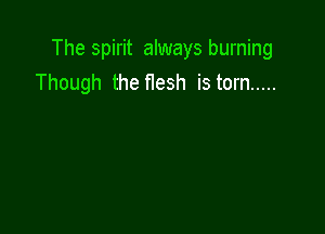 The spirit always burning
Though the flesh is torn .....