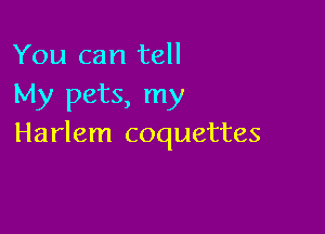 You can tell
My pets, my

Harlem coquettes