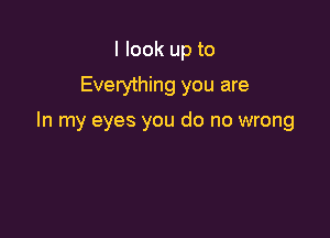 I look up to
Everything you are

In my eyes you do no wrong