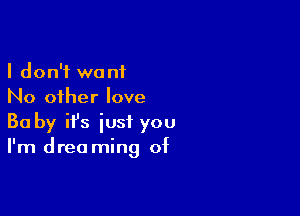 I don't want
No other love

Ba by ifs just you
I'm drea ming of