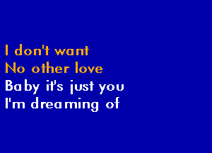 I don't want
No other love

Ba by ifs just you
I'm drea ming of