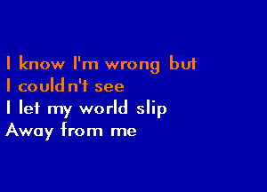 I know I'm wrong but
I could n'f see

I let my world slip
Away from me