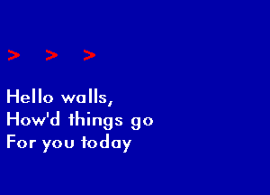 Hello walls,
How'd things go
For you today