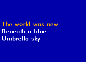 The world was new

Be neoih a blue

Umbrella sky