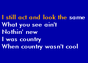 I still ad and look the same
What you see ain't

Nothin' new
I was country
When country wasn't cool