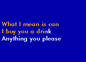 What I mean is can

I buy you a drink
Anything you please