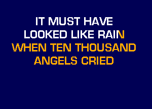 IT MUST HAVE
LOOKED LIKE RAIN
WHEN TEN THOUSAND
ANGELS CRIED