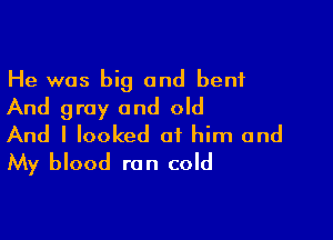 He was big and bent
And gray and old

And I looked at him and
My blood ran cold