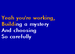 Yeah you're working,
Building a mystery

And choosing
50 co refully