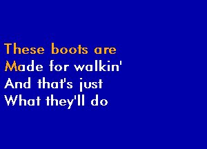 These boois are

Made for wolkin'

And that's just
What they'll do