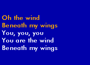 Oh the wind

Beneath my wings

You, you, you
You are the wind
Beneath my wings