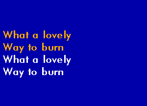 What 0 lovely
Way to burn

What a lovely
Way to burn