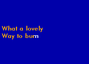 Whai a lovely

Way to burn