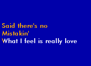 Said there's no
Misfo kin'

What I feel is really love