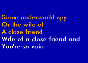 Some underworld spy

Or the wife of

A close friend
Wife of a close friend and
You're so vain