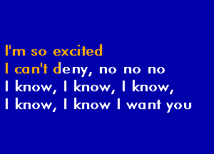 I'm so excited
I can't deny, no no no

I know, I know, I know,
I knowI I know I want you