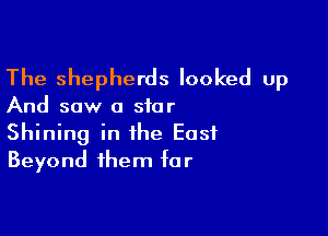 The shepherds looked up

And saw a star

Shining in the East
Beyond them for