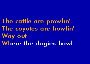 The cattle are prowlin'
The coyotes are howlin'

Way om
Where the dogies bowl