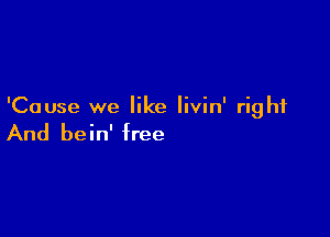 'Cause we like Iivin' right

And bein' free