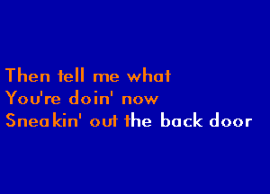 Then tell me what

You're doin' now
Snea kin' out the back door