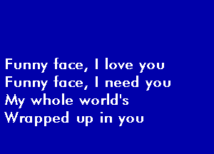 Funny face, I love you

Funny face, I need you
My whole world's

Wrapped up in you