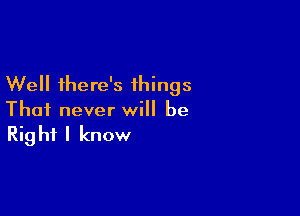 Well there's things

That never will be
Right I know