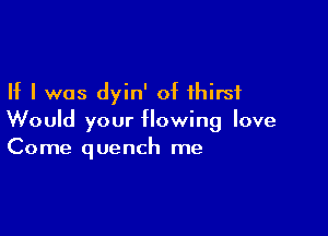 If I was dyin' of thirst

Would your flowing love
Come quench me