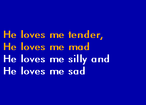 He loves me fender,
He loves me mad

He loves me silly and
He loves me sad