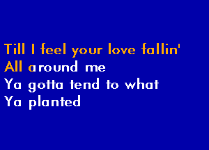 Till I feel your love fallin'
All around me

Ya 90110 tend to what
Ya planted