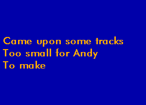 Came upon some tracks

Too small for Andy
To make