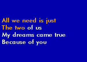 All we need is iusi
The two of us

My dreams come true
Because of you