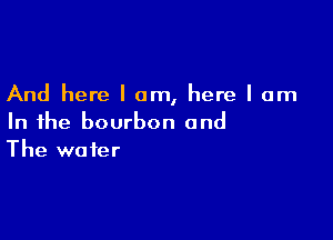 And here I am, here I am

In the bourbon and
The wafer