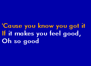 'Cause you know you got it

If it makes you feel good,
Oh so good