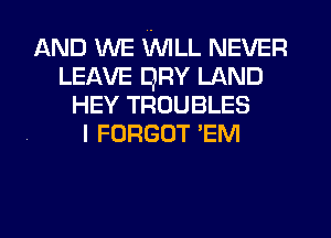 AND WE WILL NEVER
LEAVE qnv LAND
HEY TROUBLES
I FORGOT EM