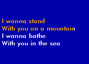 I wanna stand
With you on a mountain

I wanna bathe
With you in the sea