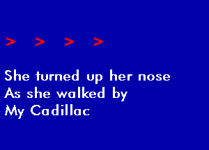 She turned up her nose

As she walked by
My Cadillac