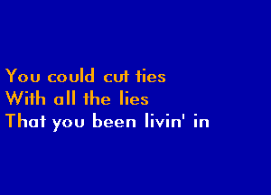 You could cut ties

With all the lies

That you been livin' in