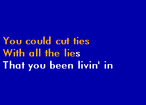 You could cut ties

With all the lies

That you been livin' in