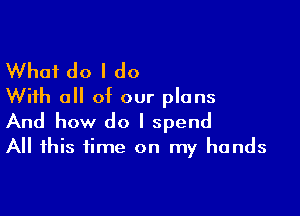 What do I do
With all of our plans

And how do I spend
All this time on my hands