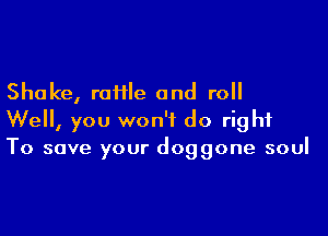 Shake, roHIe and roll

Well, you won't do right
To save your doggone soul