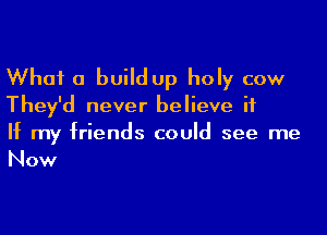 What a build up holy cow
They'd never believe it

If my friends could see me
Now