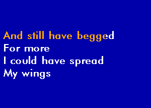And still have begged

For more

I could have spread
My wings