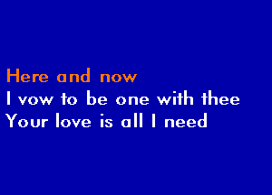 Here 0 nd now

I vow to be one with thee
Your love is all I need