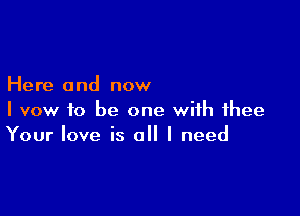 Here 0 nd now

I vow to be one with thee
Your love is all I need